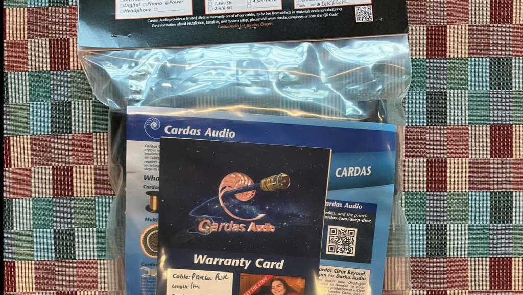 Cardas Parsec interconnect cables with warranty card